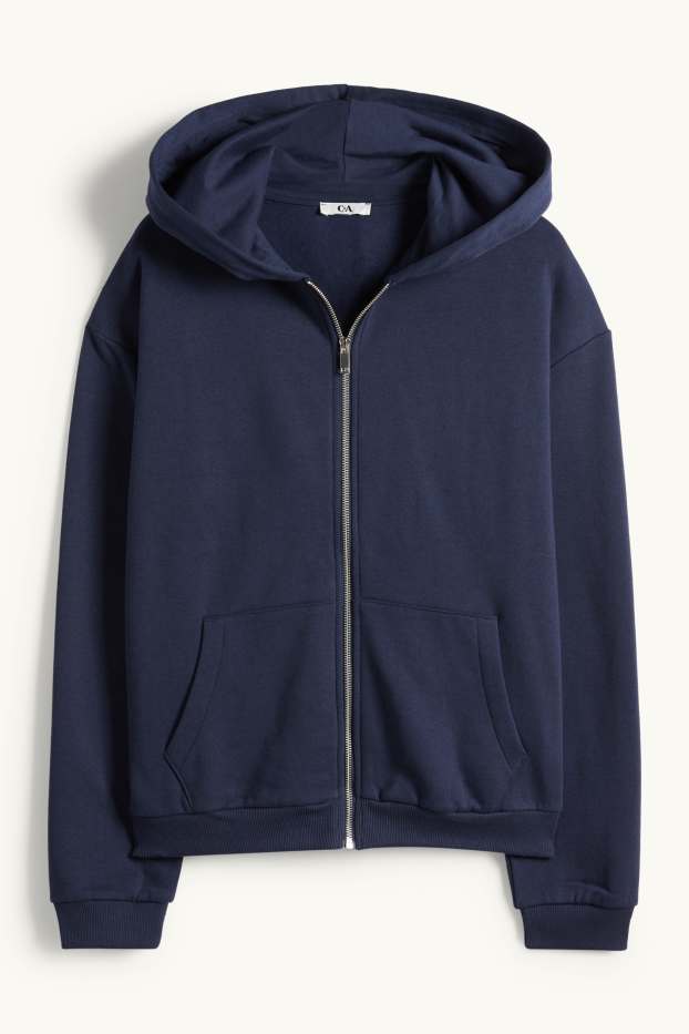 Donna - Felpa con zip e cappuccio - blu scuro
