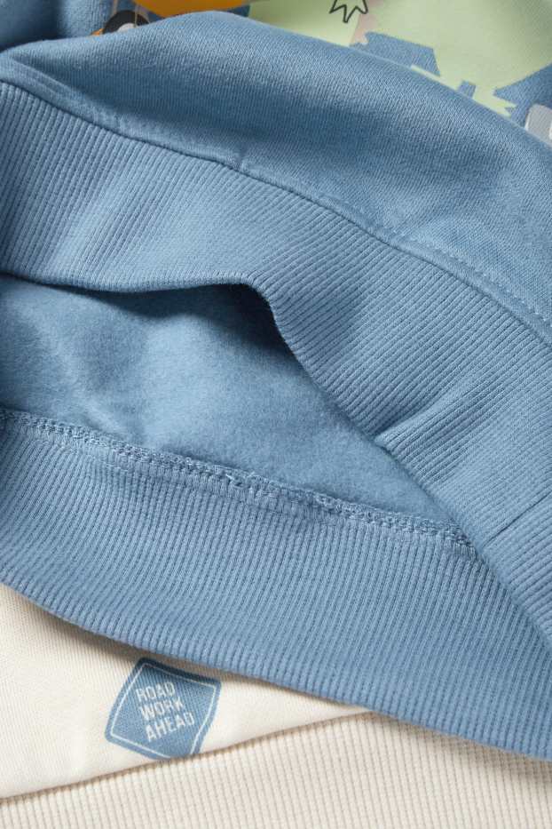 Enfants garçons - Lot de 2 - dinosaures et chantier - sweat à capuche et sweat - bleu