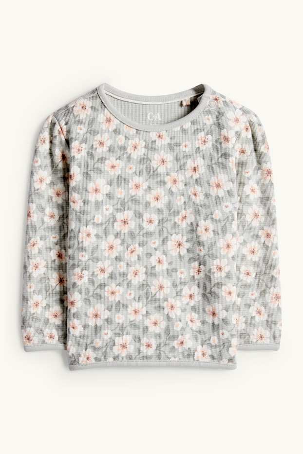 Bebeluși - fete - Floricele - bluză de molton bebeluși - structurată - verde mentă