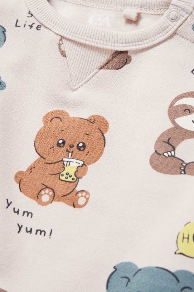 Baby: jongens - Beertje, koala en luiaard - babysweatshirt - licht beige
