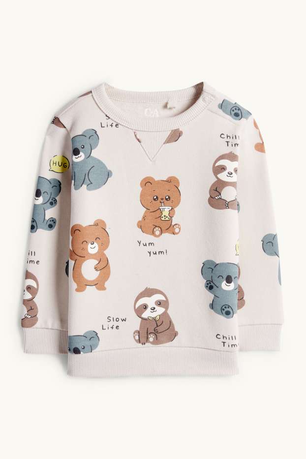 Baby: jongens - Beertje, koala en luiaard - babysweatshirt - licht beige