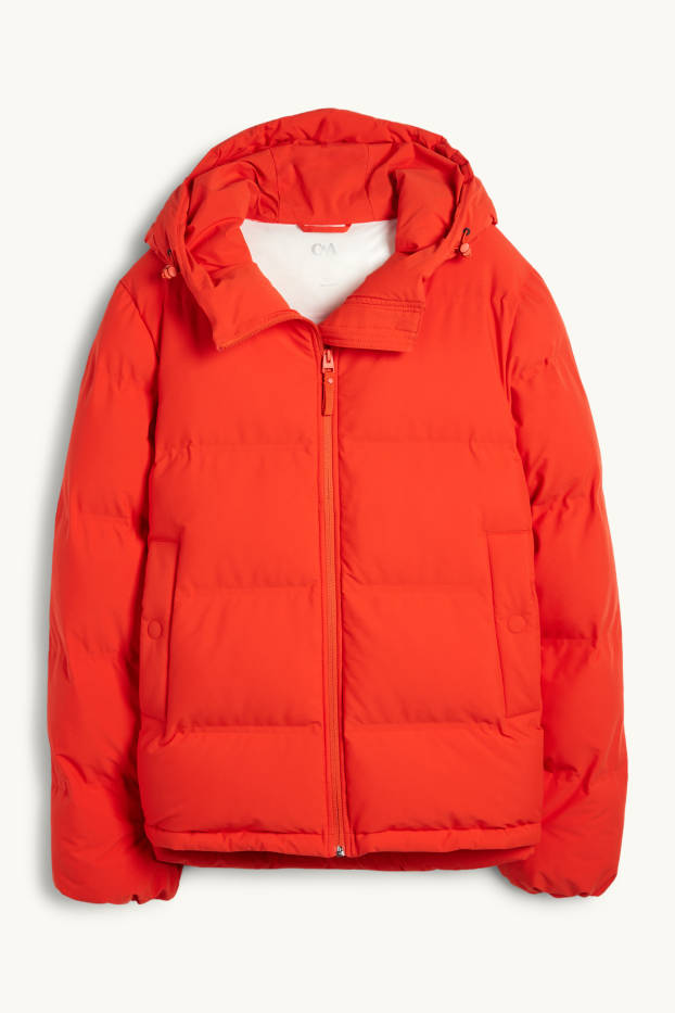 Dames - Jas met stiksels met capuchon - waterafstotend - rood