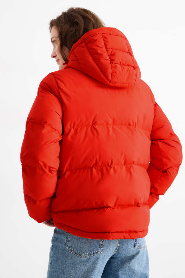 Dames - Jas met stiksels met capuchon - waterafstotend - rood