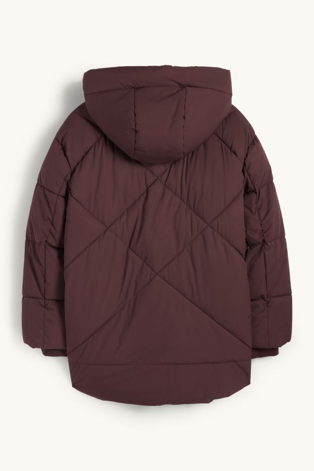 Femmes - Doudoune à capuche - finition déperlante - bordeaux