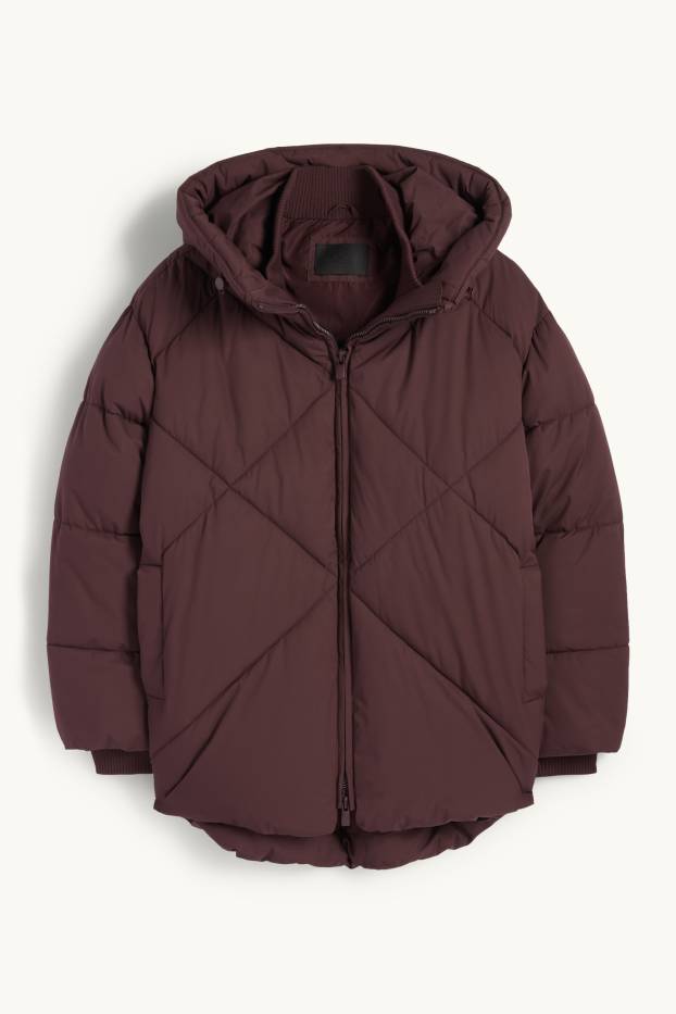 Femmes - Doudoune à capuche - finition déperlante - bordeaux