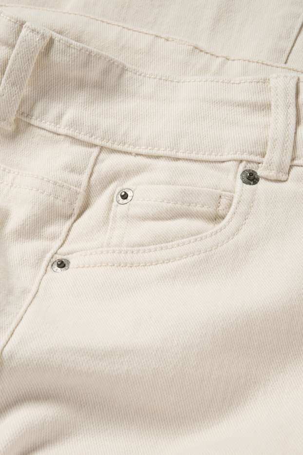 Women - Cloth trousers - mid-rise waist - barrel leg - light beige
