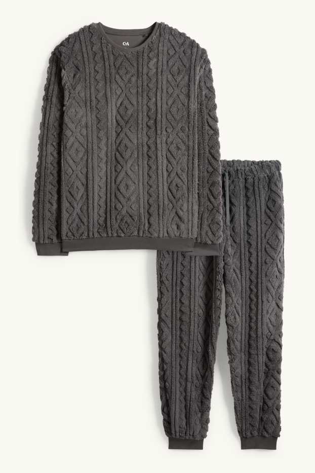 Hommes - Pyjama d’hiver - texturé - gris