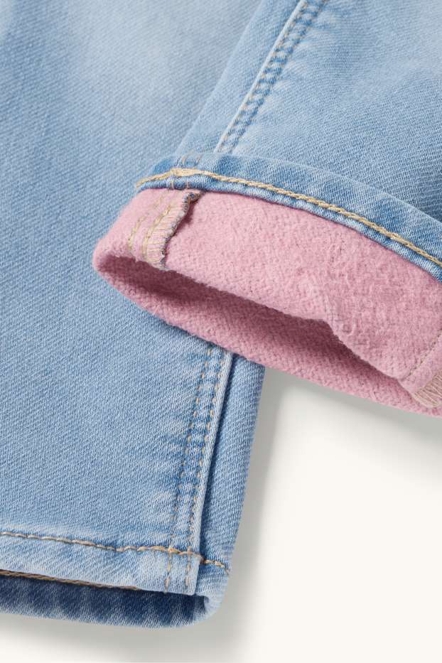 Kinderen: meisjes - Strik - slim jeans - thermojeans - jeansblauw