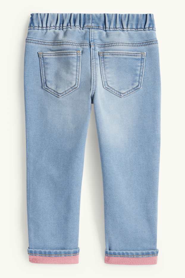 Kinderen: meisjes - Strik - slim jeans - thermojeans - jeansblauw