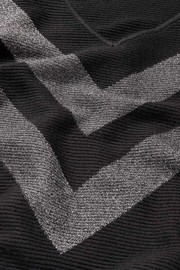 Dona - Jersei amb el coll en punta - acanalat - negre