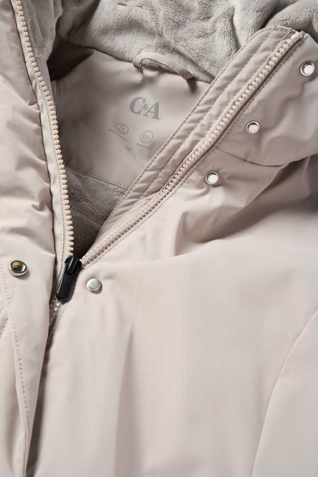 Damen - Jacke mit Kapuze - gefüttert - wasserabweisend - hellbeige