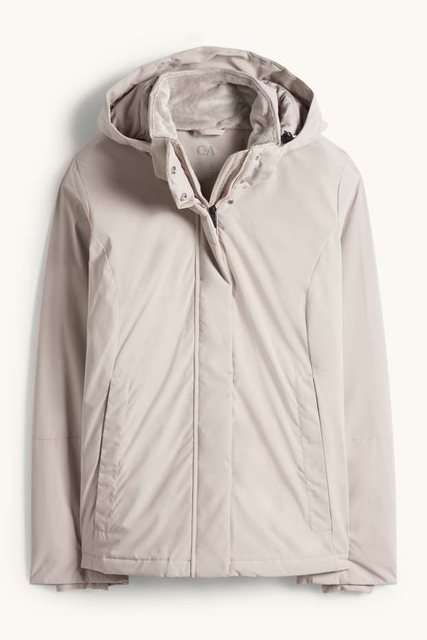 Damen - Jacke mit Kapuze - gefüttert - wasserabweisend - hellbeige