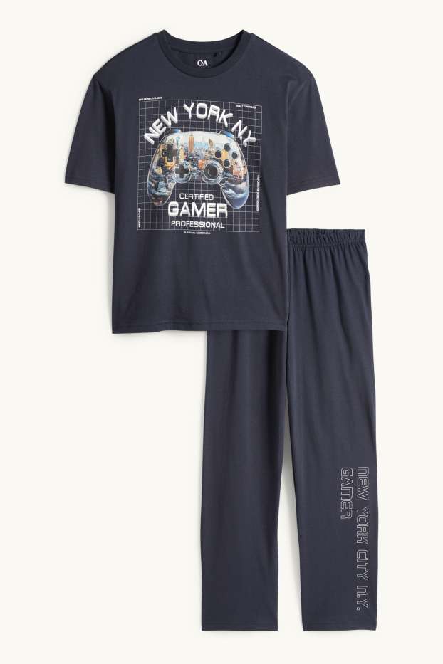 Kinder Jungen - New York Gaming - Pyjama - 2 teilig - dunkelblau