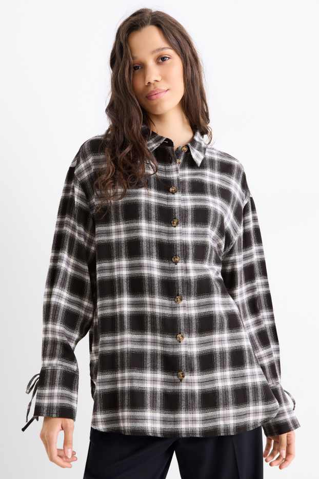 Donna - Blusa - a quadretti - nero / grigio