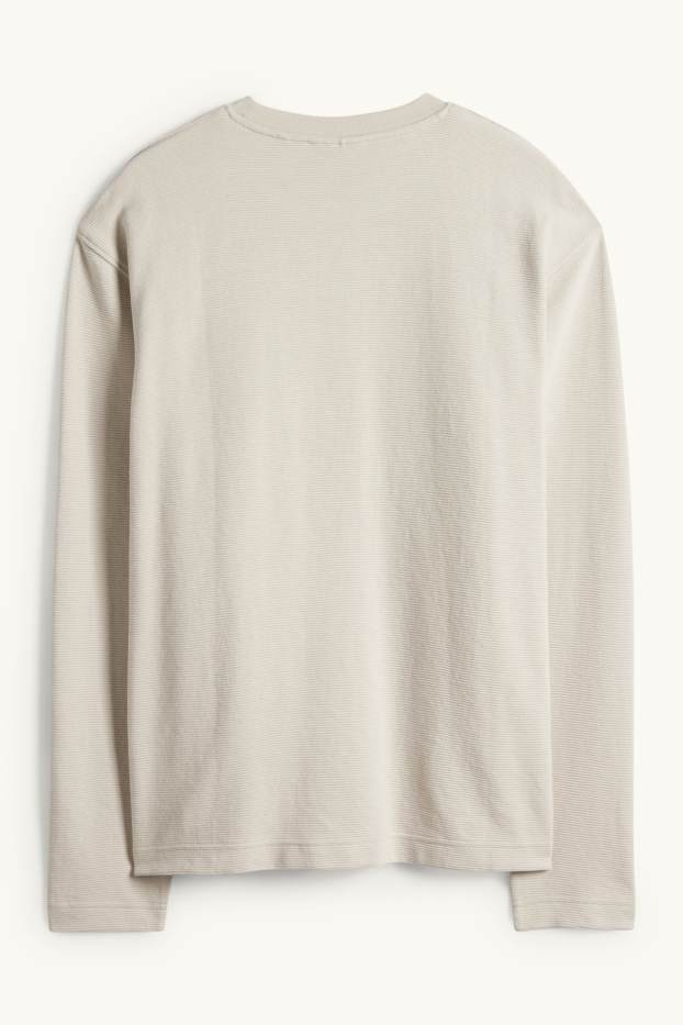 Hommes - Haut à manches longues - relaxed fit - côtelé - beige clair