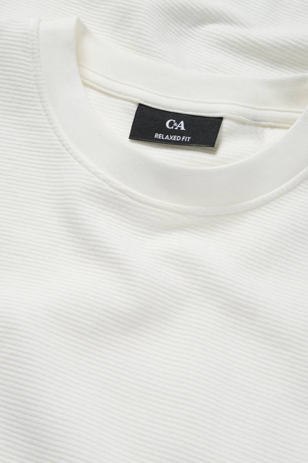 Home - Samarreta de màniga llarga - relaxed fit - acanalada - blanc