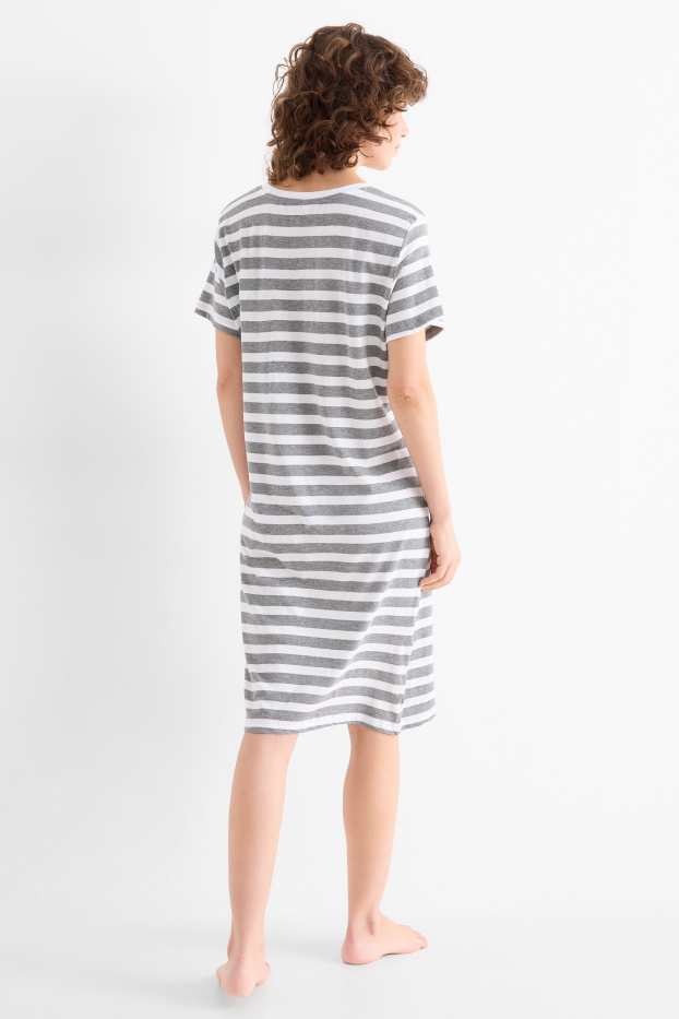 Femei - Cămașă de noapte - cu dungi - Mickey Mouse - gri melanj