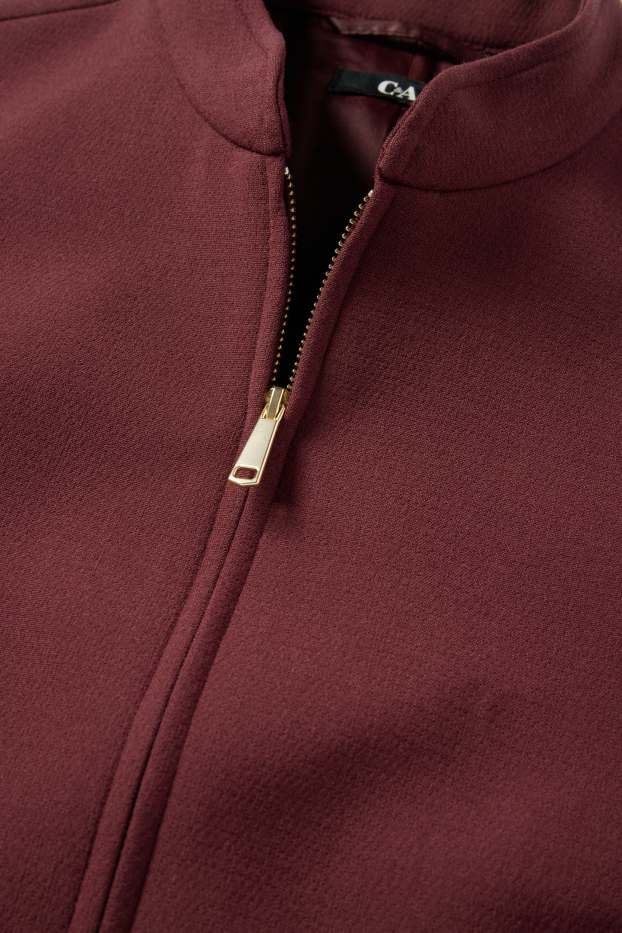 Femei - Blazer crop supradimensionat - bordo