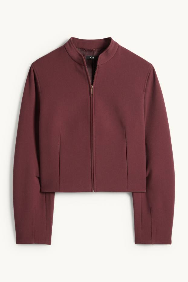 Femei - Blazer crop supradimensionat - bordo