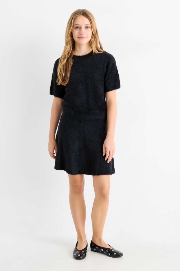 Enfants filles - Ensemble - pull et jupe - 2 pièces - noir