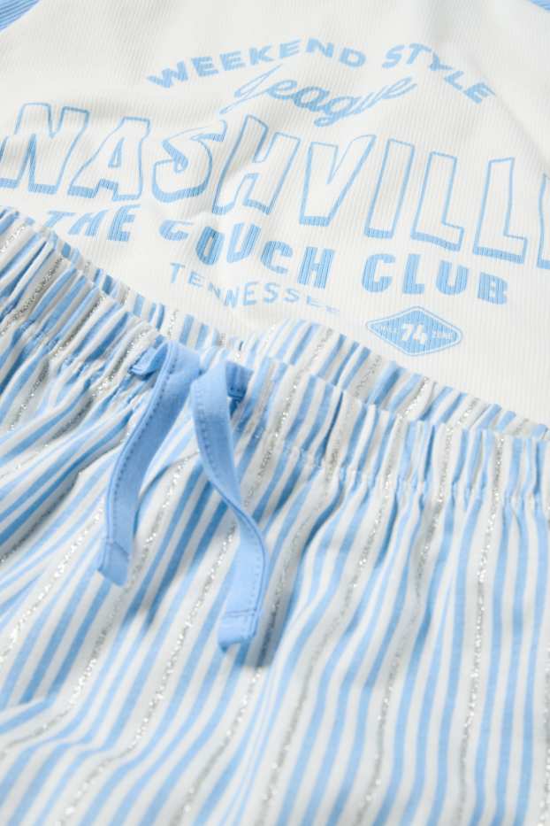 Děti - dívky - Nashville - pyžamo - 2dílné - bílá / světle modrá