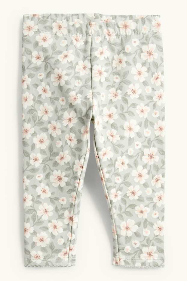 Bébés filles - Petites fleurs - leggings chauds bébé - vert menthe