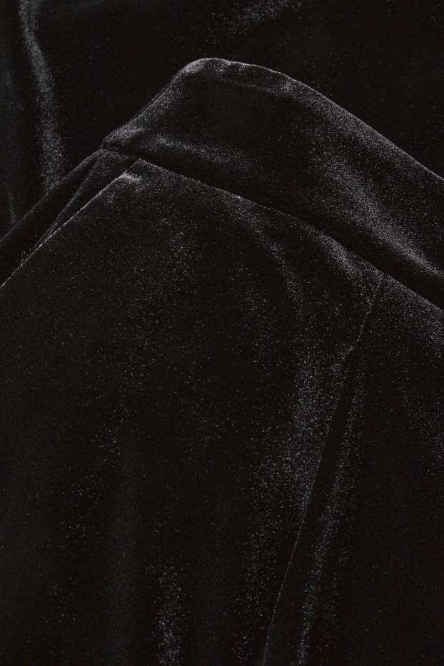 Damen - Samthose - Mid Waist - Wide Leg - schwarz