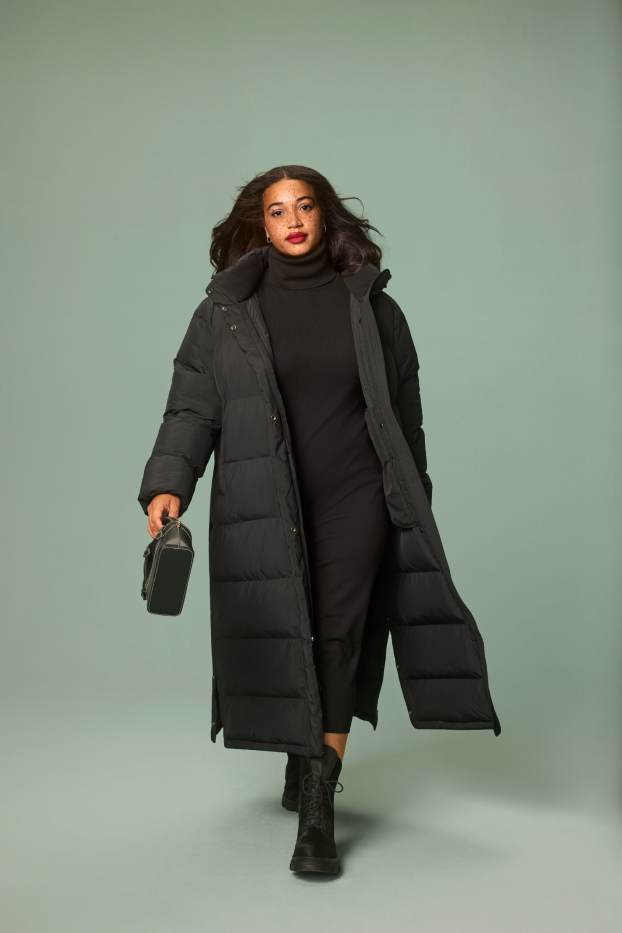 Dames - Mantel met stiksels en capuchon - waterafstotend - zwart