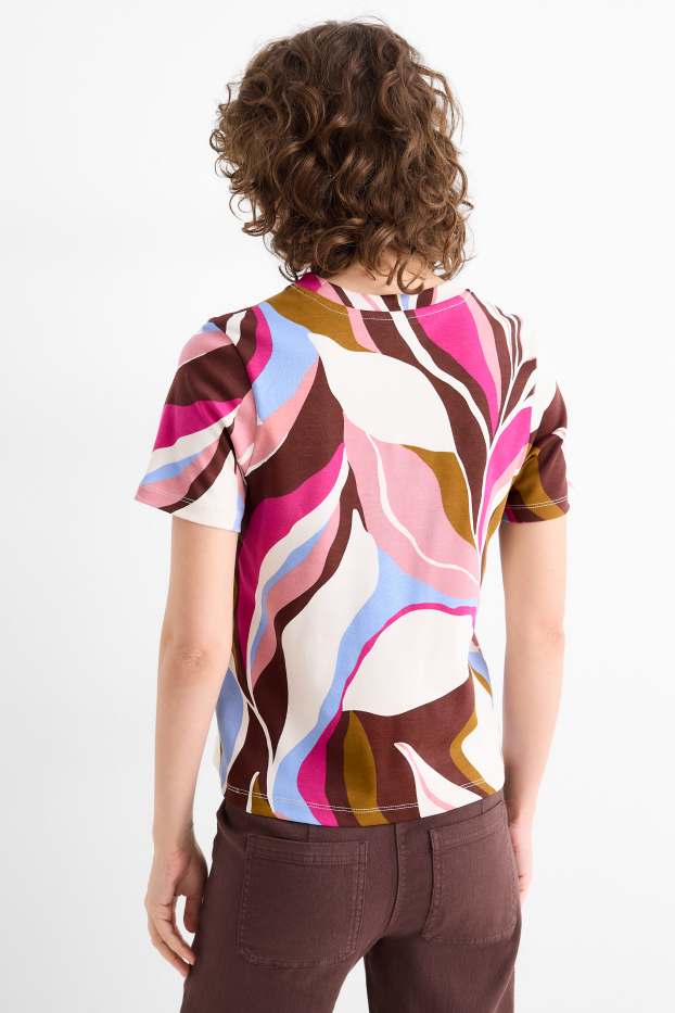 Femmes - T-shirt - relaxed fit - à motif - marron