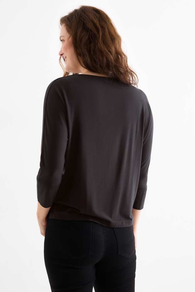 Damen - Langarmshirt - Regular Fit - schwarz