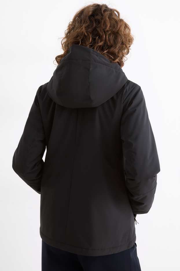 Damen - Jacke mit Kapuze - gefüttert - wasserabweisend - schwarz