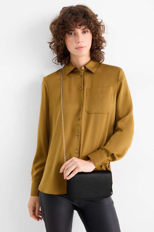 Damen - Umhängetasche mit abnehmbarem Taschengurt - Lederimitat - schwarz