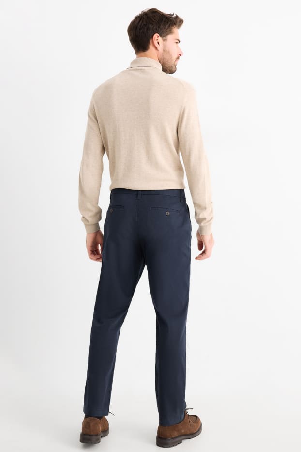 Pánské - Kalhoty chino - tapered fit - tmavomodrá