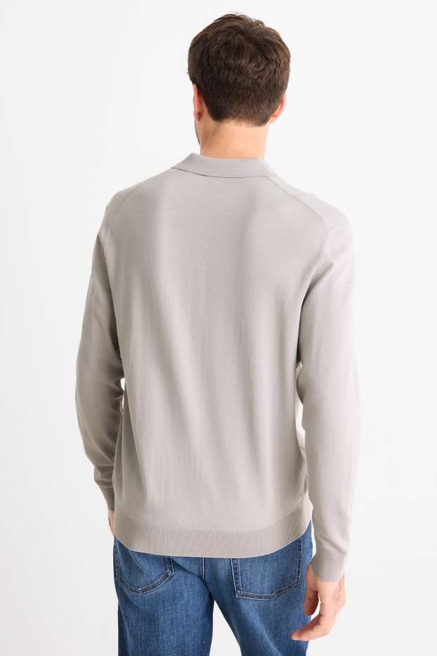 Home - Polo de mànigues llargues - de punt - gris clar