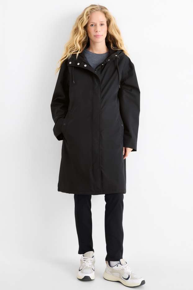 Dona - Parca per a la pluja amb caputxa - folrada - impermeable - negre