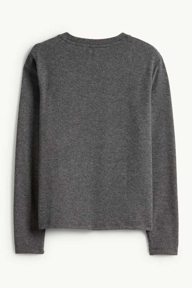 Mujer - Camiseta de manga larga - regular fit - brillos - gris