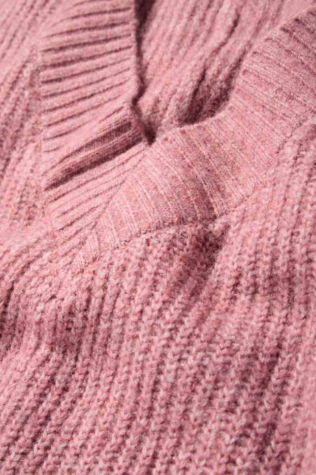 Dona - Jersei amb el coll en punta - acanalat - rosa