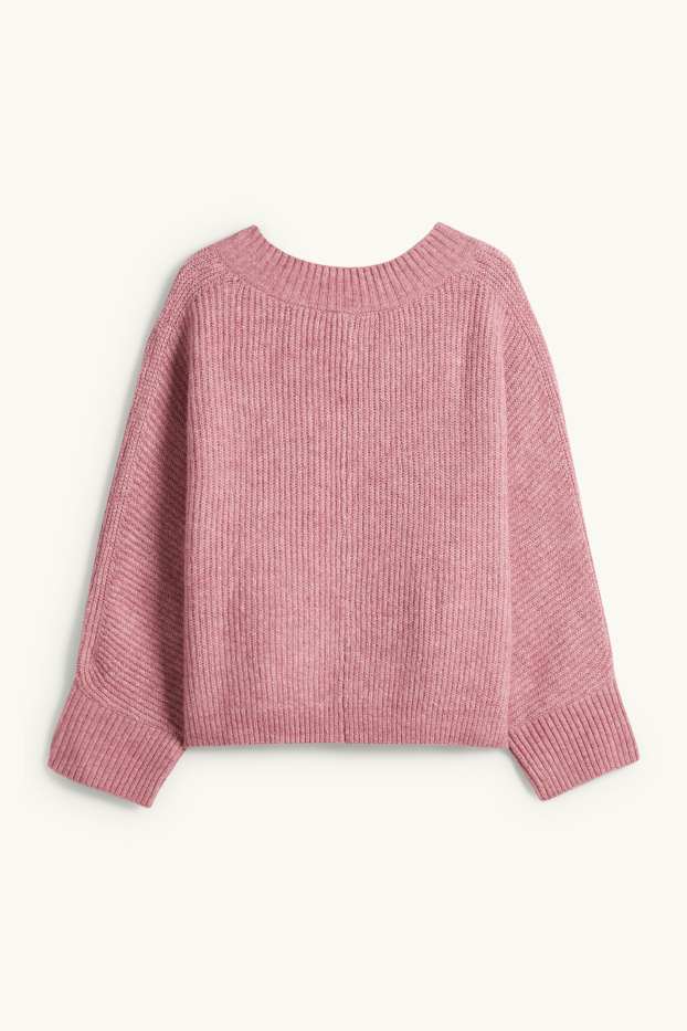 Dona - Jersei amb el coll en punta - acanalat - rosa
