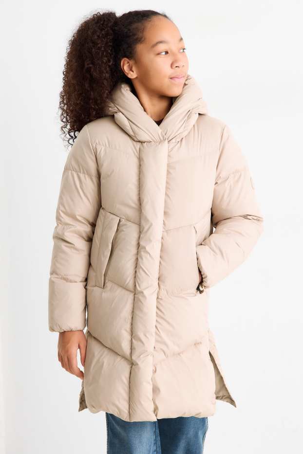 Enfants filles - Doudoune à capuche - beige clair