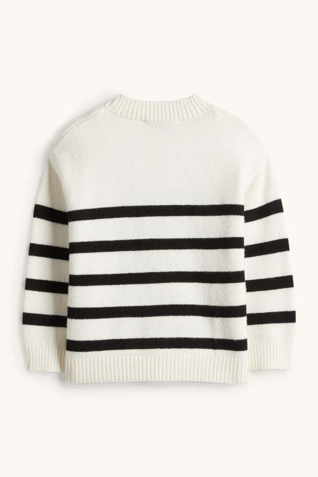 Enfants filles - Cœurs - pull - à rayures - blanc crème