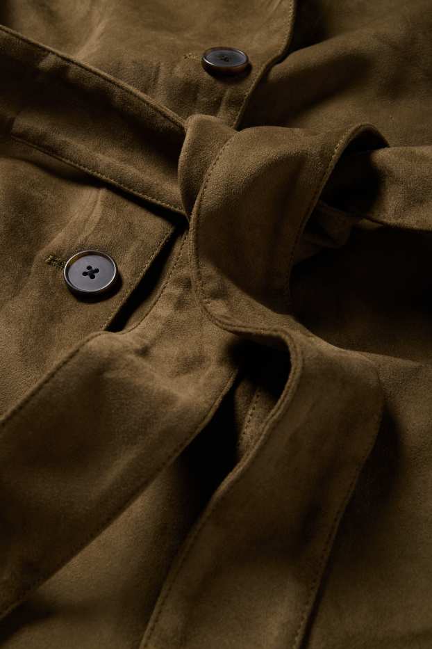 Dámské - Bunda - imitace semiše - zelená