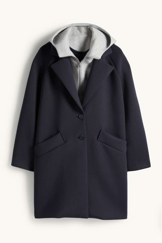 Femmes - Manteau à capuche - bleu foncé