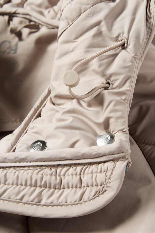 Femmes - Doudoune longue à capuche - beige