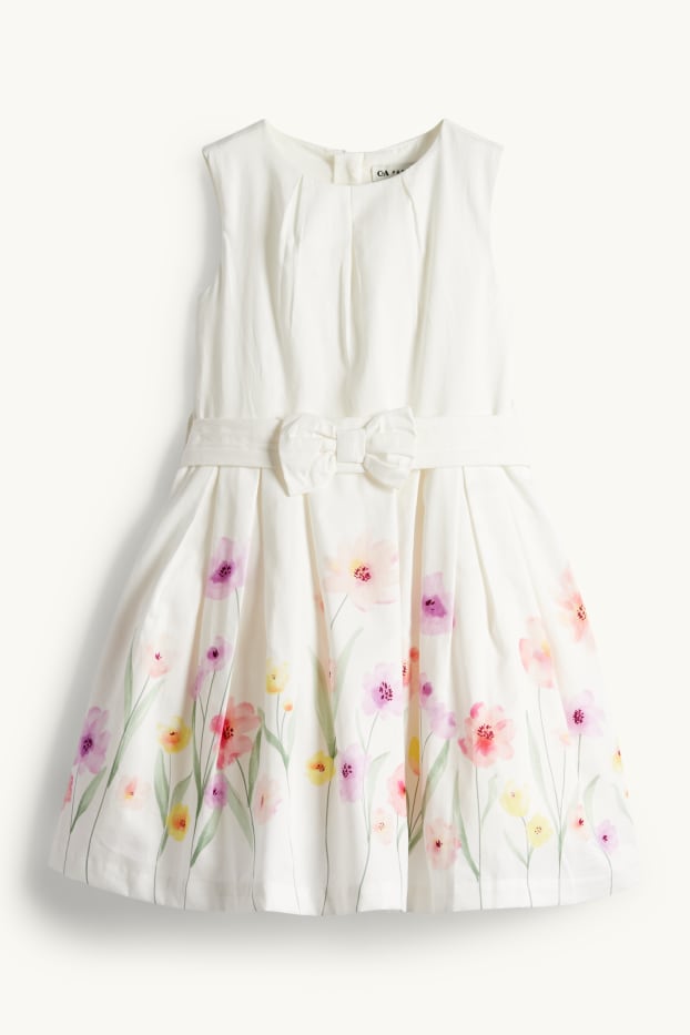 Kinderen: meisjes - Bloem - jurkje - feestelijk - wit