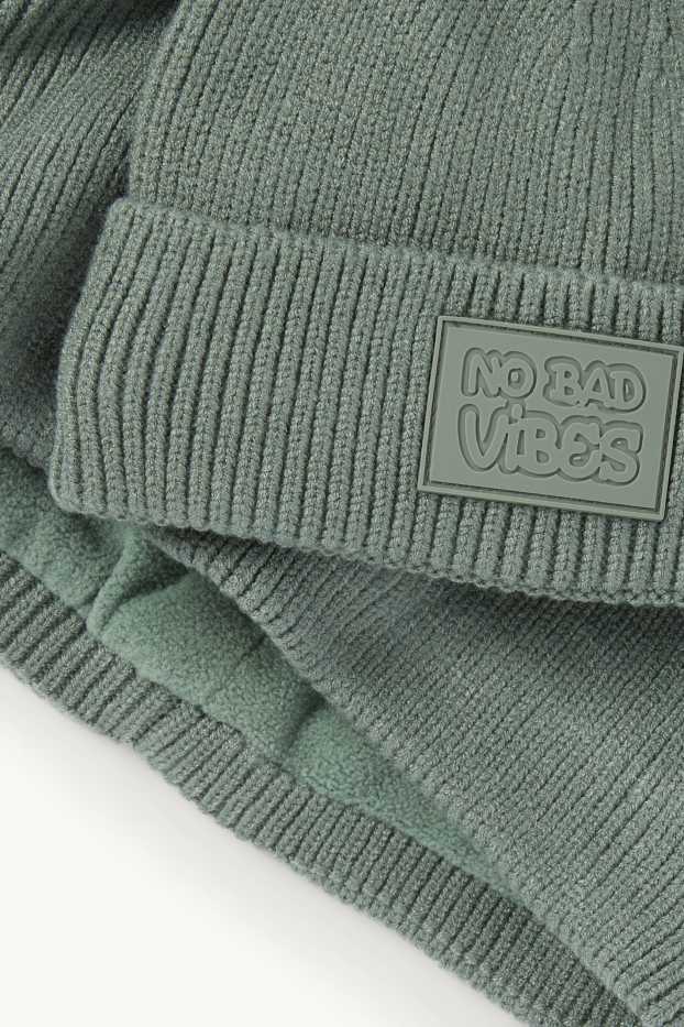 Copii - Băieți - Set - căciulă și fular circular - 2 piese - reiate - verde