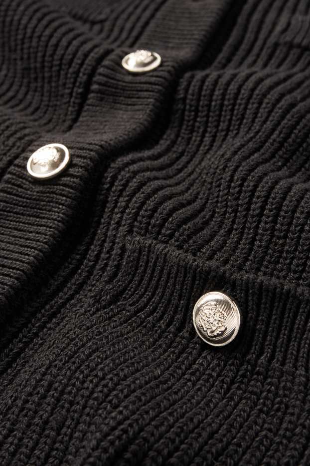 Dames - Gebreid vest - ribstof - zwart