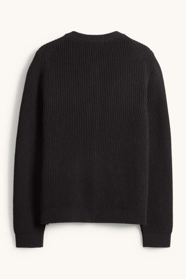 Dames - Gebreid vest - ribstof - zwart