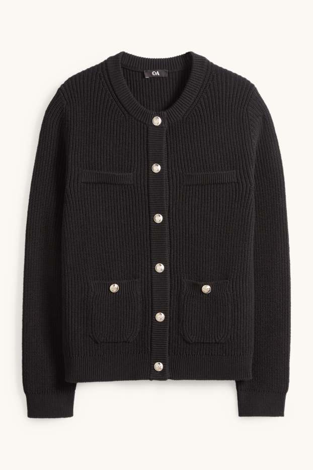 Dames - Gebreid vest - ribstof - zwart