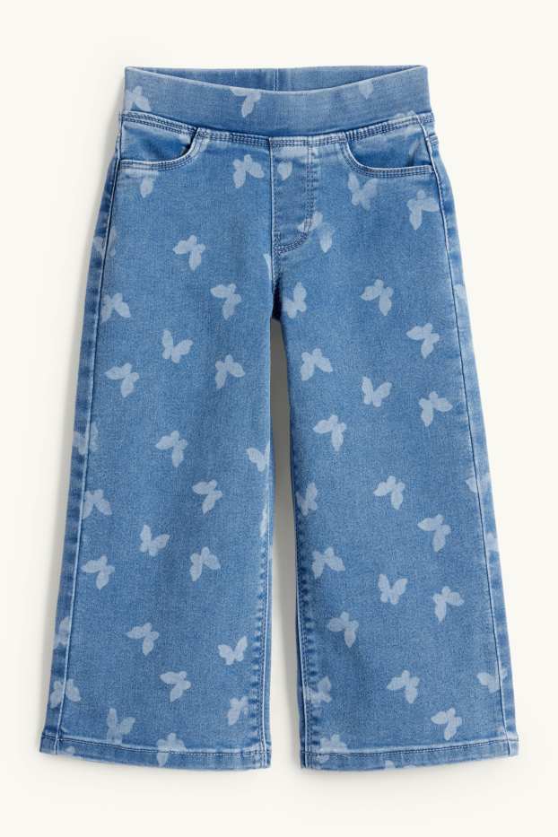 Kinderen: meisjes - Vlinder - wide leg jegging - jeansblauw