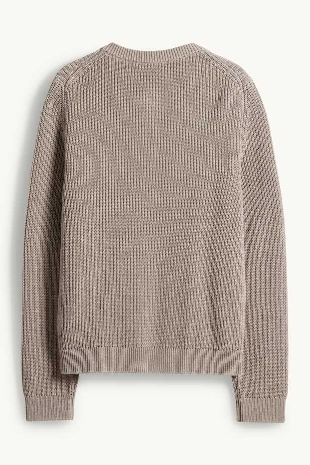 Dames - Gebreid vest - ribstof - taupe